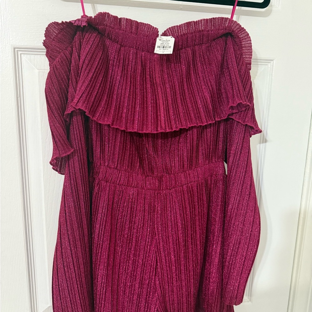 Neiman Marcus Off-Shoulder Kids Dress in Deep Pink